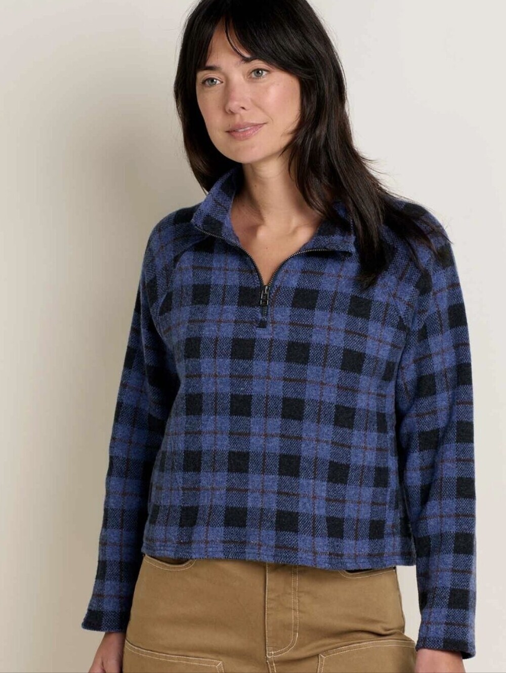 Toad & Co. Kennicott Quarter Zip Black Plaid  Fall 25 Size S